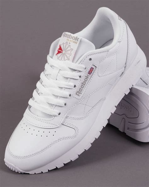 white reebok tennis shoes|white reebok classic trainers.